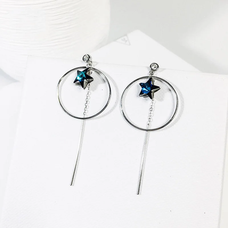 925 sterling silver asymmetrical funny stud earrings of Blue Zircon Star & Pearl for girl and women New design jewelry
925 sterling silver asymmetrical funny stud earrings of Blue Zircon Star & Pearl for girl and women New design jewelry