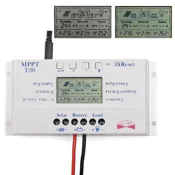 Solar Panel Regulator LCD 30A 12V/24V MPPT Charge Controller &USB Three timer solar controller A391
Solar Panel Regulator LCD 30A 12V/24V MPPT Charge Controller &USB Three timer solar controller A391