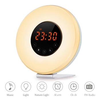 LED Digital Alarm Clock Sunrise Wake Up Light 7 Colors Radio Nature Sound Sunset Simulation Touch Control Snooze Function Wekker
LED Digital Alarm Clock Sunrise Wake Up Light 7 Colors Radio Nature Sound Sunset Simulation Touch Control Snooze Function Wekker