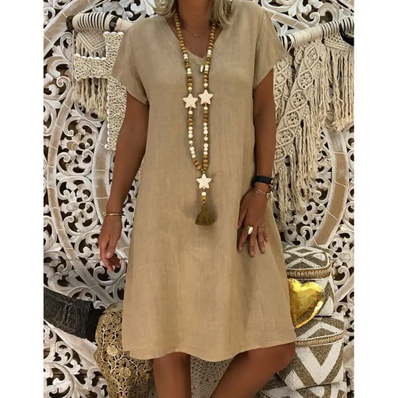 Sundress Linen Dress Short\\x2dsleeved V\\x2dneck Jurk Plus Size Summer Dress Women Zomerjurk Dames 2019 Casual Retro Vestidos
Sundress Linen Dress Short\\x2dsleeved V\\x2dneck Jurk Plus Size Summer Dress Women Zomerjurk Dames 2019 Casual Retro Vestidos