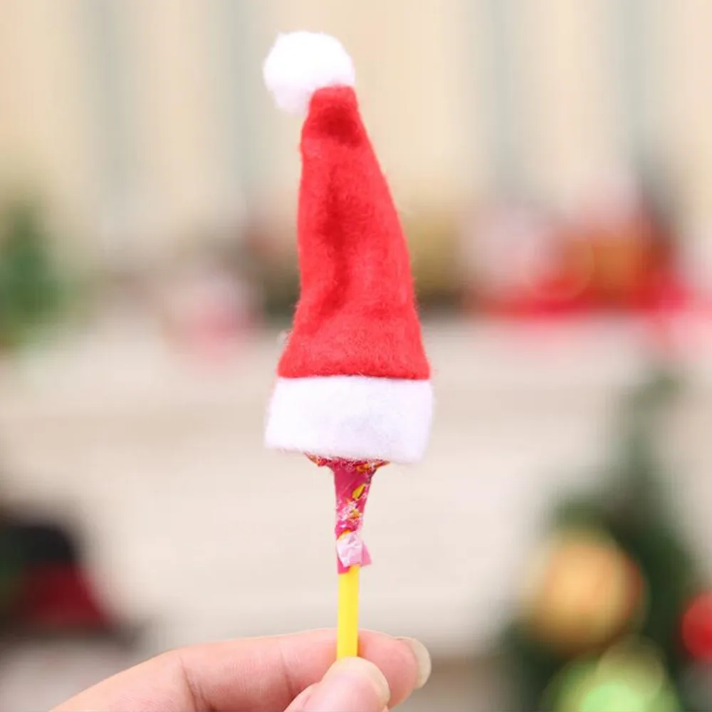 600 шт./лот рождественские украшения леденец конфеты Санта Клаус шляпы топ крышки