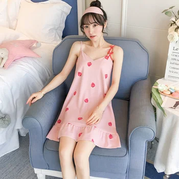 Sexy Fashion summer Sweet Women Nightdress Mini Sling Nightdress Sexy With Chest Pad V-Neck Fruit Print Fresh Nightwear
Sexy Fashion summer Sweet Women Nightdress Mini Sling Nightdress Sexy With Chest Pad V-Neck Fruit Print Fresh Nightwear