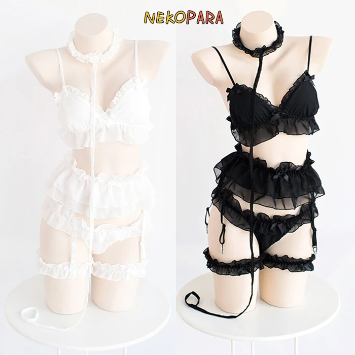 Sexy Cute Pure Color Fairy Kei Women's Lolita Exotic Apparel 5Pcs Lingerie Set Transparent Chiffon White & Black
Sexy Cute Pure Color Fairy Kei Women's Lolita Exotic Apparel 5Pcs Lingerie Set Transparent Chiffon White & Black