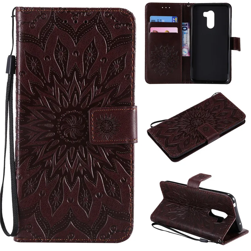For Xiaomi pocophone F1 Case PU Leather Sun flower Embossed Flip Wallet Stand Holder Bag Phone Cover For Xiaomi pocophoneF1 Case (6)