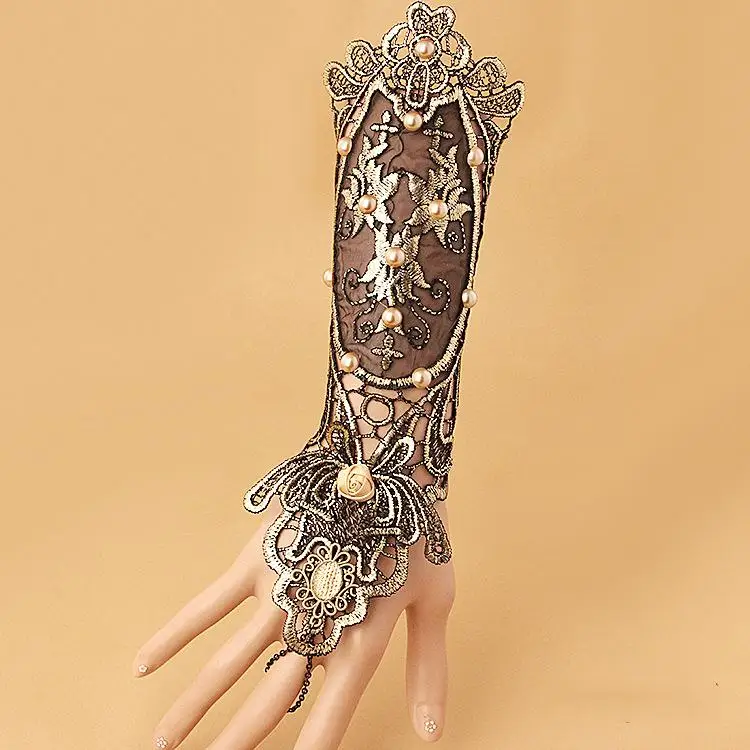 New Vintage Party Black and Golden Lace Gloves Bracelets With Imitation Pearls/Fashion Lady Party Dress Accessories Bracelet
New Vintage Party Black and Golden Lace Gloves Bracelets With Imitation Pearls/Fashion Lady Party Dress Accessories Bracelet