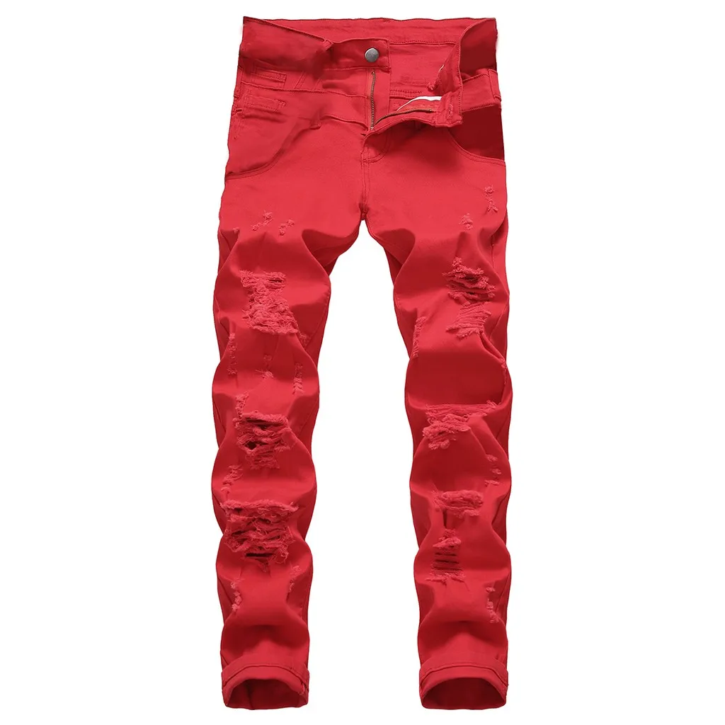 Men Stretch Destroyed Ripped Design Long Zipper Skinny Jeans For Guys Slim Fit Personality Stretchy Casual Red Jeans Denim Pants
Men Stretch Destroyed Ripped Design Long Zipper Skinny Jeans For Guys Slim Fit Personality Stretchy Casual Red Jeans Denim Pants