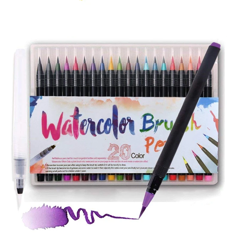 20 Colors Watercolor Brush Pen Set Premium Soft Tip Color Writing Drawing Painting Blend-able Waterbrush Markers Art Supplies
20 Colors Watercolor Brush Pen Set Premium Soft Tip Color Writing Drawing Painting Blend-able Waterbrush Markers Art Supplies