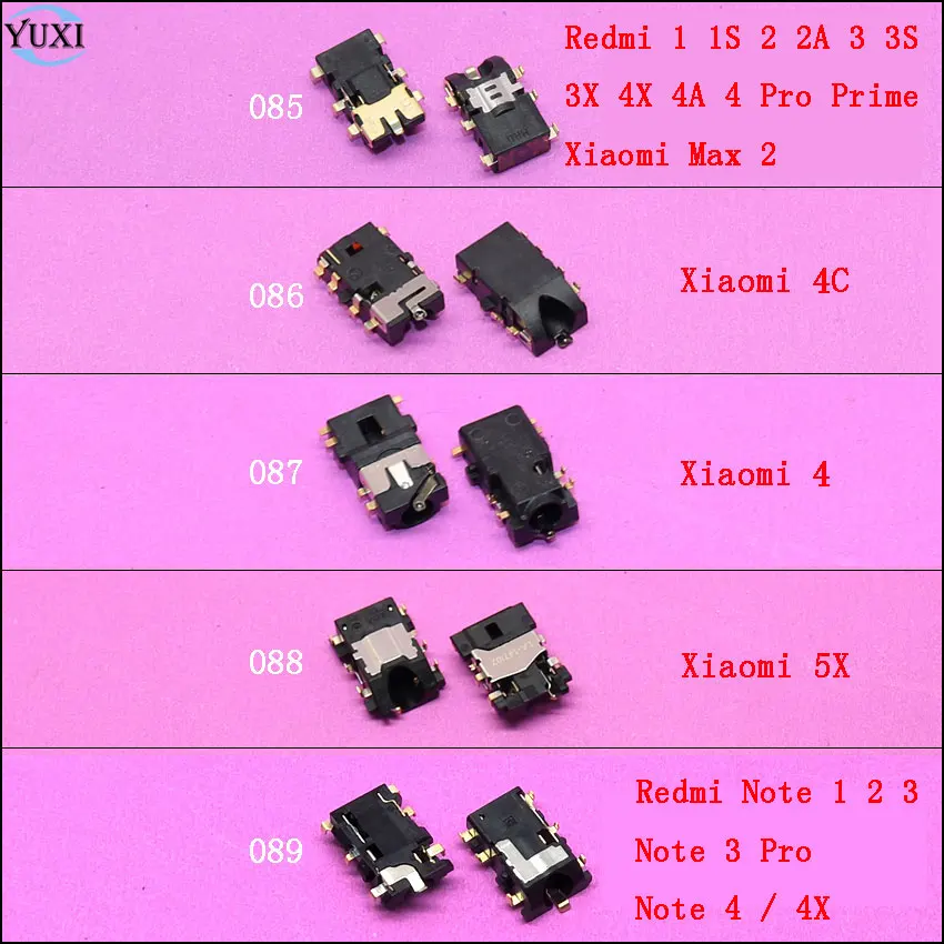YuXi 2pcs Audio Jack For Xiaomi Mi Max 2 4 4C 5X / Redmi 1S 2 2A 3 3S 3X 4X 4A 4 Pro Prime Note 1 2 3 Pro 4 4X Headphone
YuXi 2pcs Audio Jack For Xiaomi Mi Max 2 4 4C 5X / Redmi 1S 2 2A 3 3S 3X 4X 4A 4 Pro Prime Note 1 2 3 Pro 4 4X Headphone