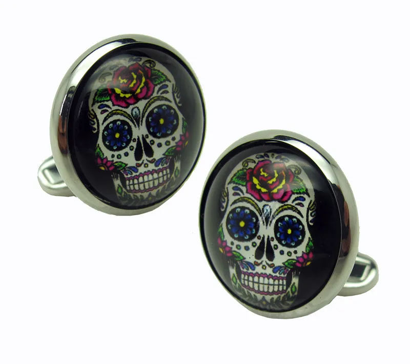 New Design Factory Price Retail Men's Cufflinks Copper Material Black Color Round Printing Skull Design Cuff Links Free Shipping
New Design Factory Price Retail Men's Cufflinks Copper Material Black Color Round Printing Skull Design Cuff Links Free Shipping