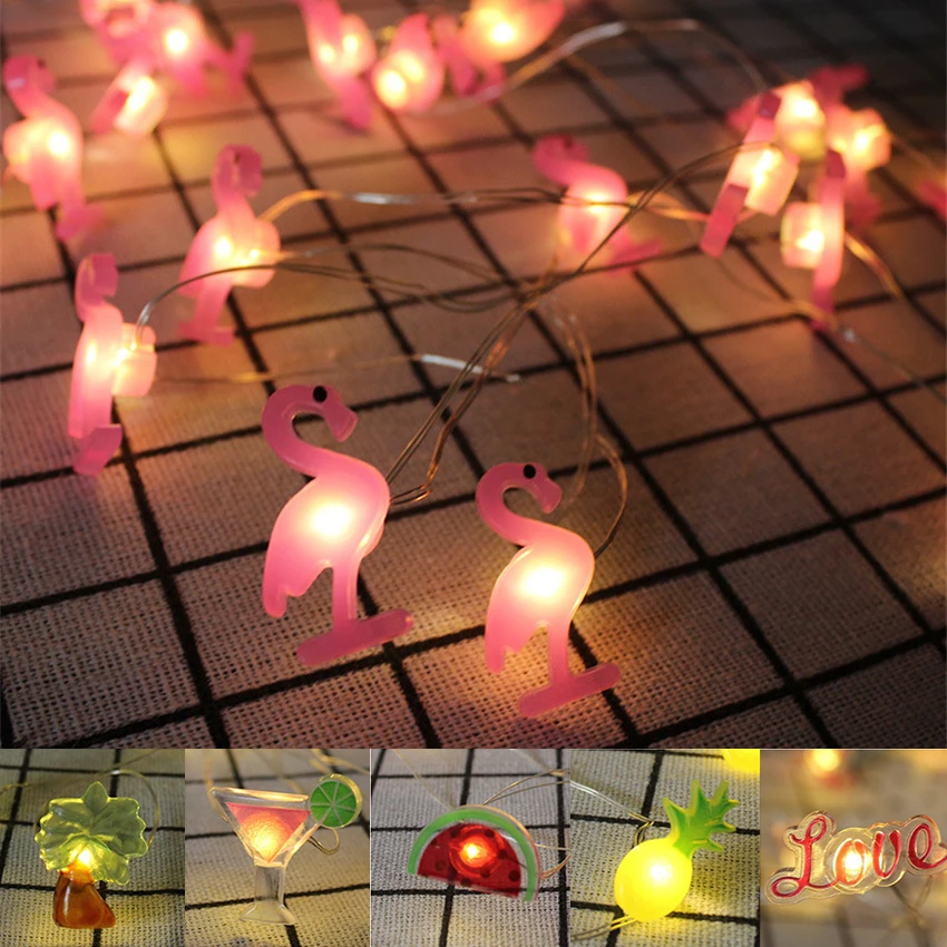 

2m Copper Wire Light Flamingo Pineapple watermelon Decor Home Lamp Tropical Birthday Hawaii Decor Christmas Holiday decoration