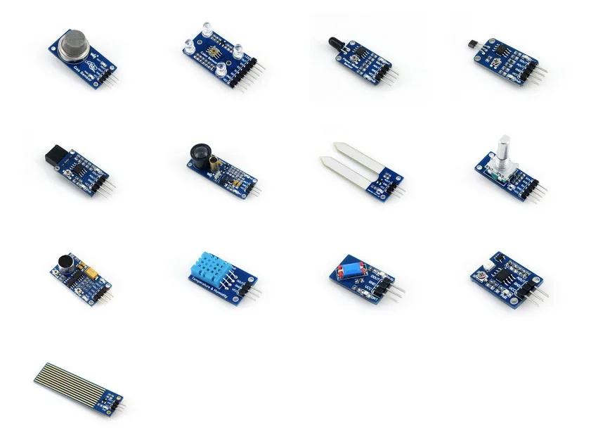 

module Waveshare Sensors Pack For Arduino Gas Color Flame Metal Hall IR Laser Soil Moisture Rotation Sound Temperature Tilt UV L