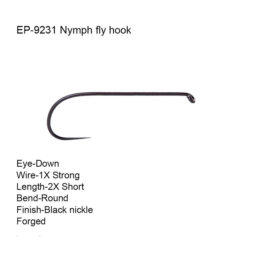 Eupheng Plus 25pcs EP-9231 Down Eye Competition Fly Hooks Nymph Fishing Hooks Black Nickle Finish Hooks For Nymph Flies New
Eupheng Plus 25pcs EP-9231 Down Eye Competition Fly Hooks Nymph Fishing Hooks Black Nickle Finish Hooks For Nymph Flies New