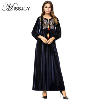 MISSJOY Navy Blue Velvet dresses Plus Size 4XL Women Long Sleeve Embroidery Maxi Abaya Islamic new muslim abaya dress turkish
MISSJOY Navy Blue Velvet dresses Plus Size 4XL Women Long Sleeve Embroidery Maxi Abaya Islamic new muslim abaya dress turkish