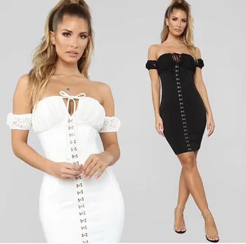 Sexy Off Shoulder Black White Rayon Bandage Dress 2019 Knitted Elegant Designer Party Dress
Sexy Off Shoulder Black White Rayon Bandage Dress 2019 Knitted Elegant Designer Party Dress