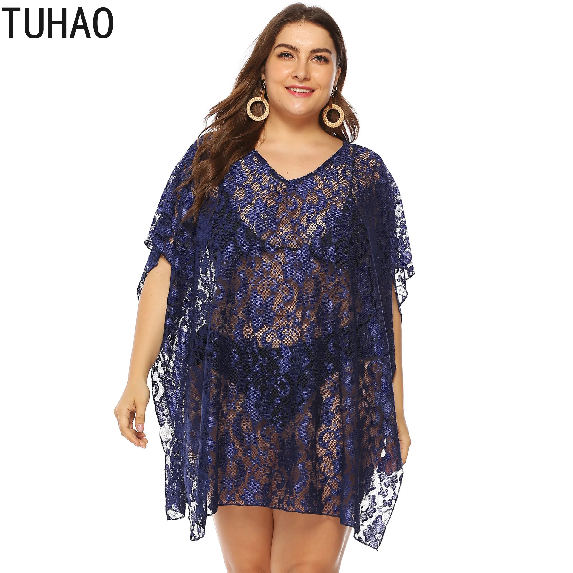 TUHAO 2019 Large size women's swim cover up for woman sexy beach V collar lace perspective bikini coat loose lace blouse LZ53
TUHAO 2019 Large size women's swim cover up for woman sexy beach V collar lace perspective bikini coat loose lace blouse LZ53
