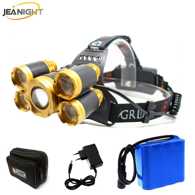 18000 Lumens T6 5 LED Head Torch Zoomable Headlamp 1*T6+4*XPE Frontal Light Torch Headlight Waterproof 18650 Rechargeable
18000 Lumens T6 5 LED Head Torch Zoomable Headlamp 1*T6+4*XPE Frontal Light Torch Headlight Waterproof 18650 Rechargeable
