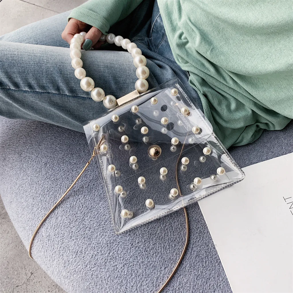 Women Transparent bag girl Hasp Chain Jelly candy Waterproof Messenger Pearl Bags lady Crossbody shoulder Dress clear handbag
Women Transparent bag girl Hasp Chain Jelly candy Waterproof Messenger Pearl Bags lady Crossbody shoulder Dress clear handbag