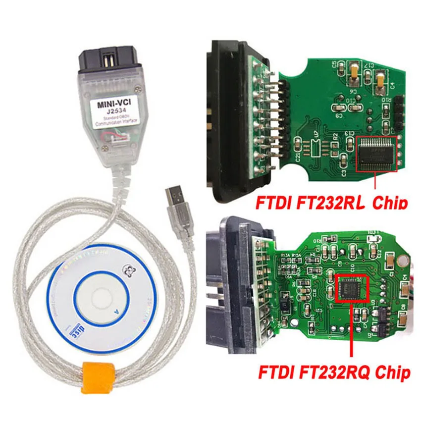 Новейший FTDI FT232RL / FT232RQ MINI VCI один диагностический кабель для TOYOTA TIS Techstream USB к OBD2 16pin
