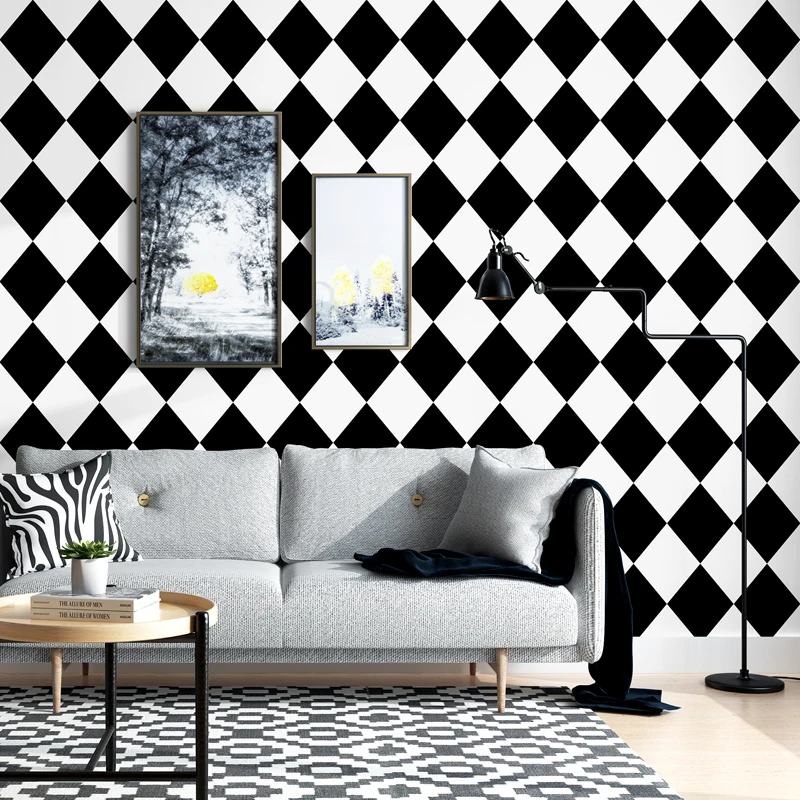 Black White Small Square Wall papers Home Improvement Geometric Rhombus Wallpaper roll for Living Room bedroom Wallls Decoration
Black White Small Square Wall papers Home Improvement Geometric Rhombus Wallpaper roll for Living Room bedroom Wallls Decoration