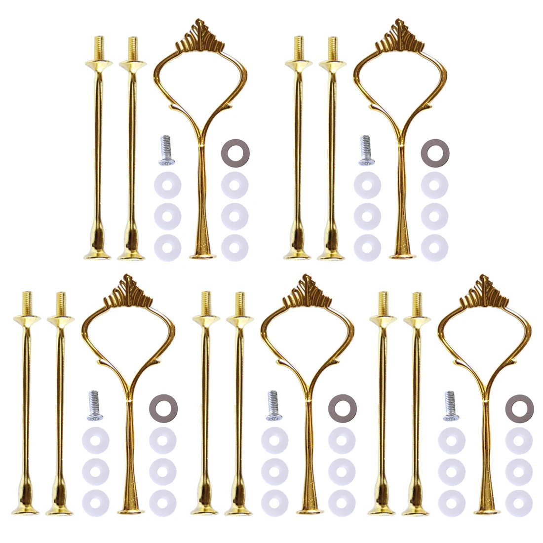 5pcs Kit 3-Tier Crown Shape Fruit Cake Plate Rack Stand Zine Alloy Handle Fittings Display Server Holder - Golden
5pcs Kit 3-Tier Crown Shape Fruit Cake Plate Rack Stand Zine Alloy Handle Fittings Display Server Holder - Golden