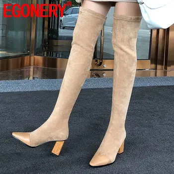 EGONERY sexy women's leather shoes autumn winter fashion Stretch fabric socks boots 7cm high heels over-the-knee boots 34-42CN
EGONERY sexy women's leather shoes autumn winter fashion Stretch fabric socks boots 7cm high heels over-the-knee boots 34-42CN