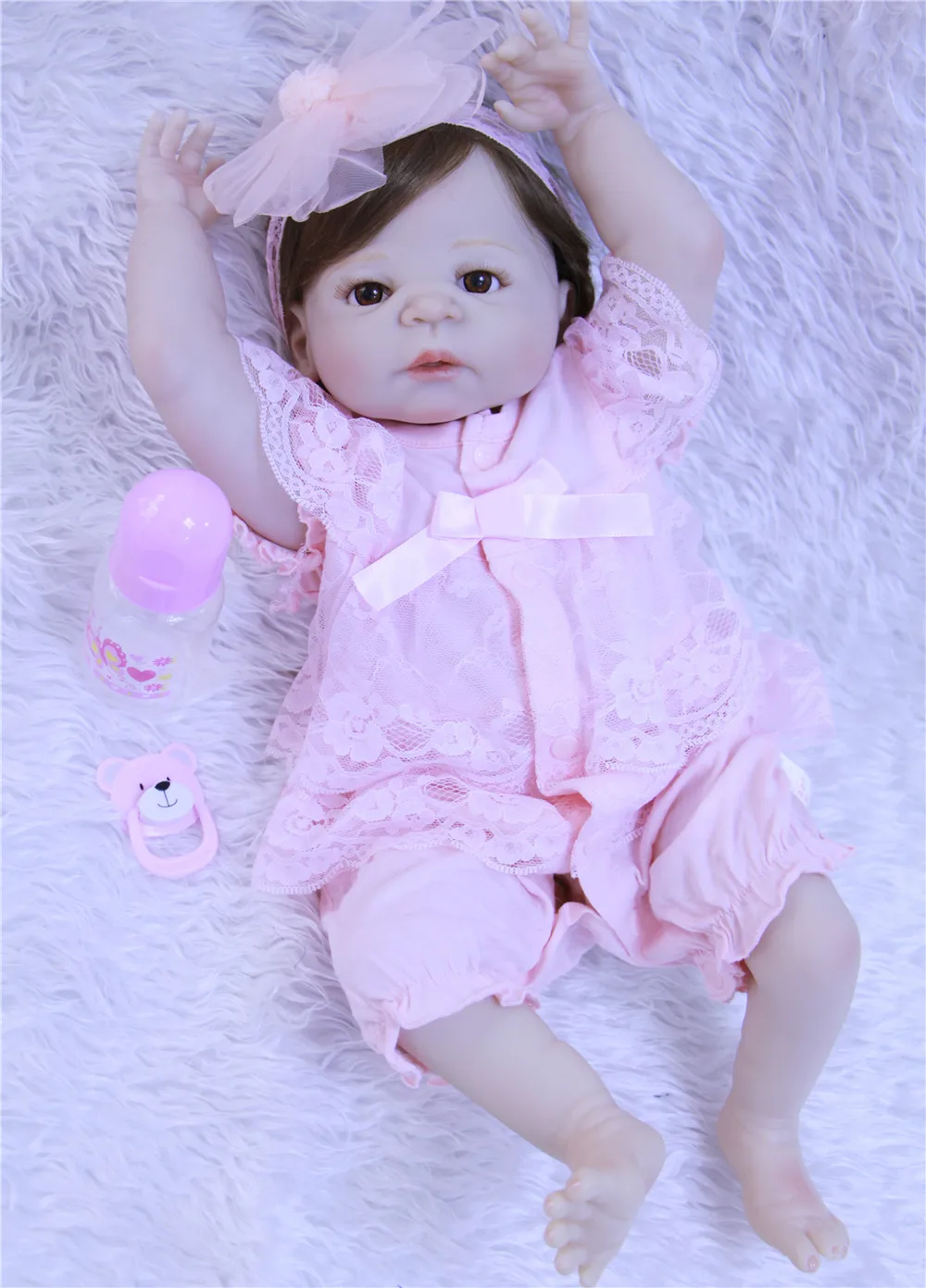 

NPK Bebe-reborn girl full silicone reborn baby dolls 22inch fake baby real alive bonecas reborn rooted hair can bathe BJD doll