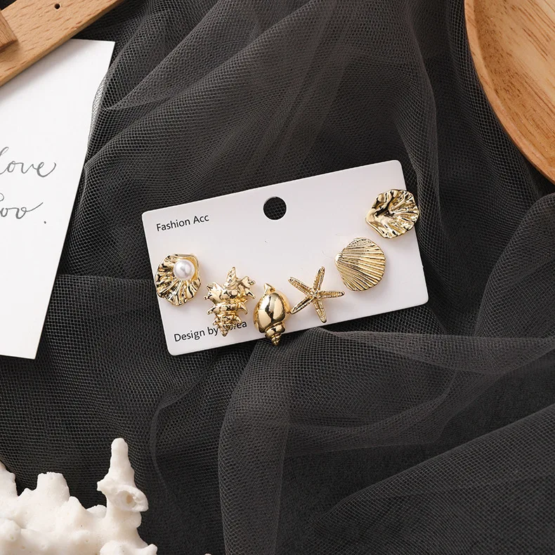 6pcs/set Minimalist Vintage Shell Plated Gold Shell Conch Stud Earrings For Women Girls Jewelry Romantic Wedding Accessaries
6pcs/set Minimalist Vintage Shell Plated Gold Shell Conch Stud Earrings For Women Girls Jewelry Romantic Wedding Accessaries