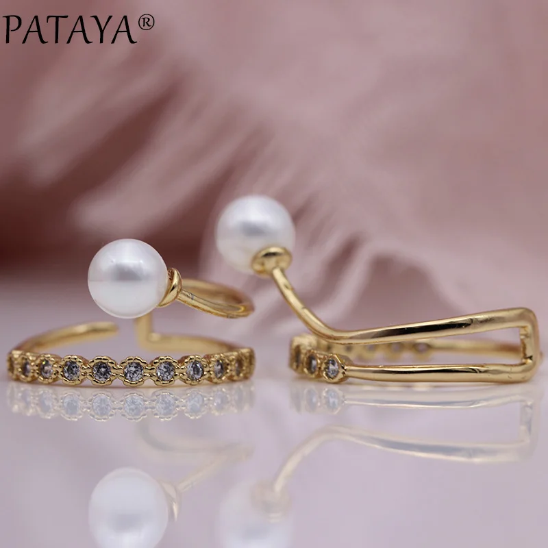 PATAYA New Opening White Round Shell Pearls Women Double Rings 585 Rose Gold Natural Zircon Fine Wedding Party Fashion Jewelry 
PATAYA New Opening White Round Shell Pearls Women Double Rings 585 Rose Gold Natural Zircon Fine Wedding Party Fashion Jewelry