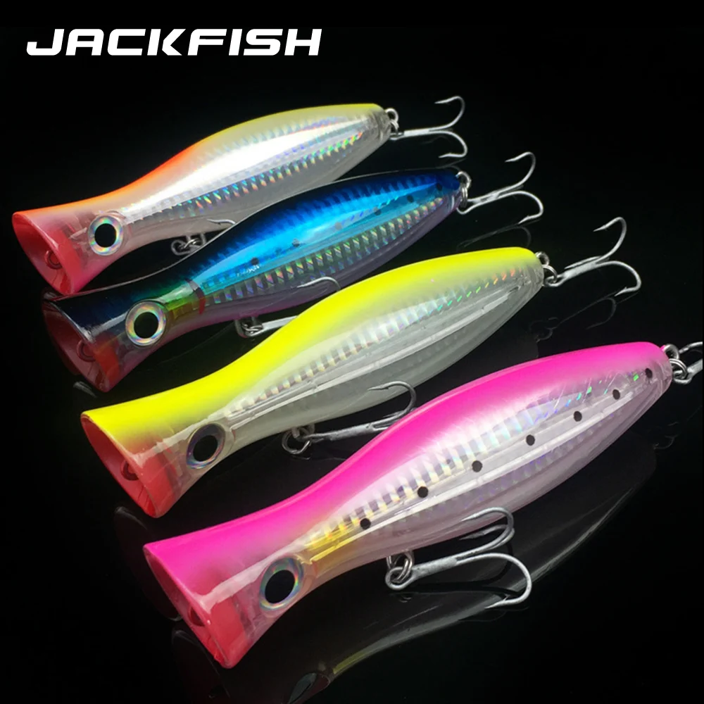 JACKFISH fishing lure floating popper fishing wobblers 12CM/40G topwater for seabass Popper Lure Isca Artificial Bait
JACKFISH fishing lure floating popper fishing wobblers 12CM/40G topwater for seabass Popper Lure Isca Artificial Bait