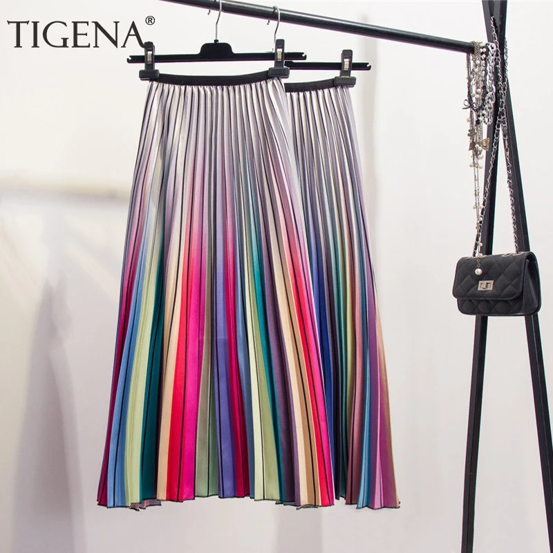 TIGENA Fashion Rainbow Print Long Skirts Women 2019 Spring Summer Korean High Waist Pleated Skirt Female School Midi Skirt Sun
TIGENA Fashion Rainbow Print Long Skirts Women 2019 Spring Summer Korean High Waist Pleated Skirt Female School Midi Skirt Sun