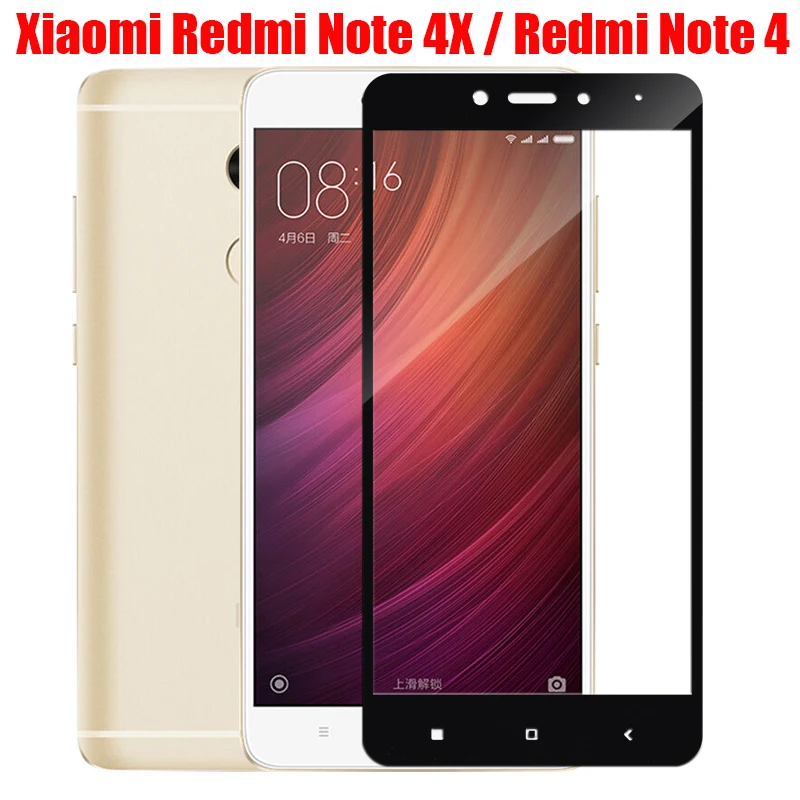 Закаленное защитное стекло для Redmi Note 4X / 4 защита экрана с полным покрытием Xiaomi