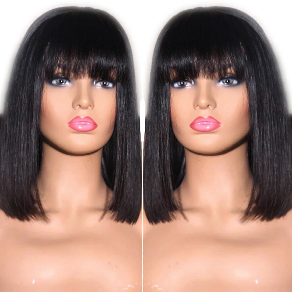 Eversilky Glueless Full Lace Human Hair Wigs With Bangs Baby Hair Pre Plucked Short Bob Fringe Wig Brazilian Remy For Women
Eversilky Glueless Full Lace Human Hair Wigs With Bangs Baby Hair Pre Plucked Short Bob Fringe Wig Brazilian Remy For Women