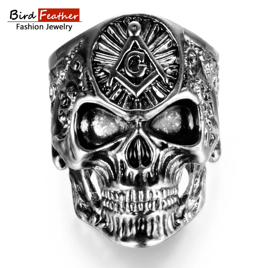 Bird Feather Zinc Alloy Men Ring Masonic Skull Titanium Rings for Women Vintage Punk Fashion Jewelry Woman Wedding Ring
Bird Feather Zinc Alloy Men Ring Masonic Skull Titanium Rings for Women Vintage Punk Fashion Jewelry Woman Wedding Ring