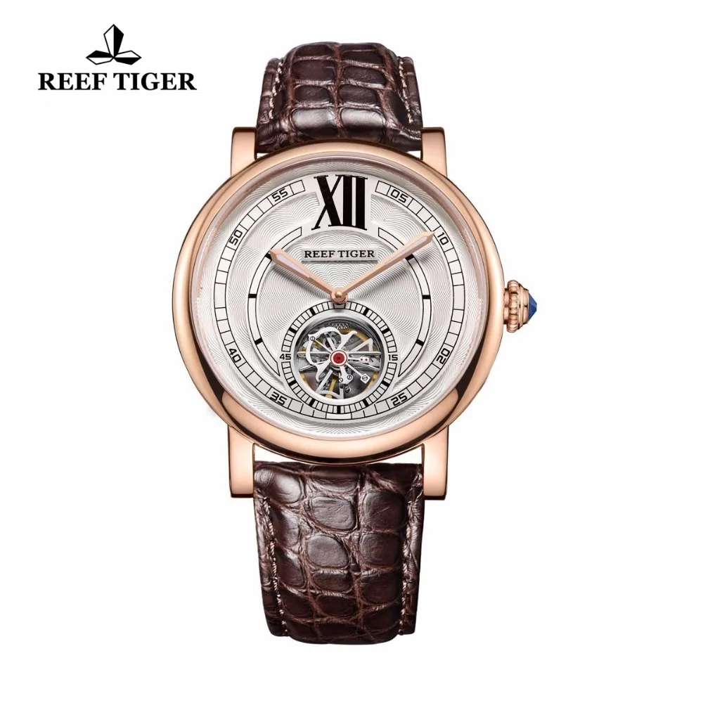 Часы мужские с ремешком аллигатора и турбийоном RGA192|tiger design|watch forwatches for men |
