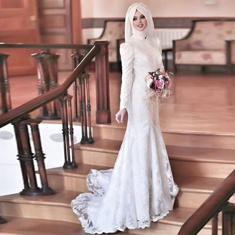 Long Sleeves Muslim Wedding Dresses 2019 With Hijab Tulle Sweep Train Jewel Applique Chiffon Floor-Length Arabic gelinlik
Long Sleeves Muslim Wedding Dresses 2019 With Hijab Tulle Sweep Train Jewel Applique Chiffon Floor-Length Arabic gelinlik