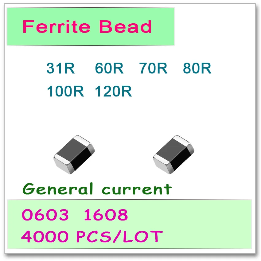 JASNPROSMA 0603/1608 100MHZ 4000PCS General current SMD Ferrite Bead 31R 60R 70R 80R 100R 120R 25% Bead OHM FB New High quality
JASNPROSMA 0603/1608 100MHZ 4000PCS General current SMD Ferrite Bead 31R 60R 70R 80R 100R 120R 25% Bead OHM FB New High quality
