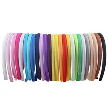 10mm Doce de Cetim Coberto Hairbands Resina para Mulheres Meninas Miúdos Elástico Cetim Sólida Faixas de Cabelo DIY Headband Cabelo Hoop(China)
