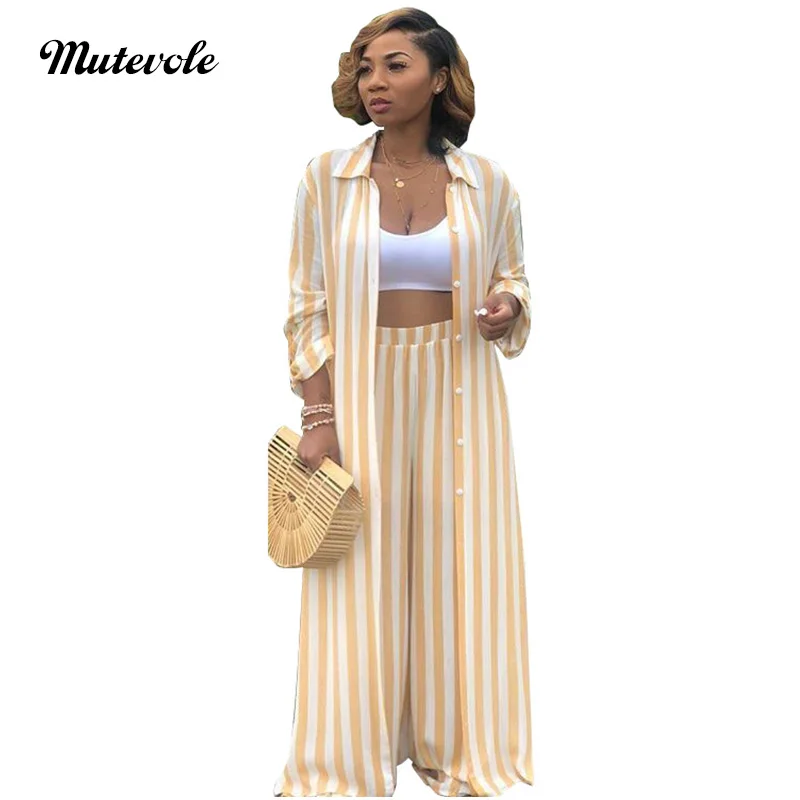 Mutevole Casual Striped 2 Piece Trousers Set Women Long Sleeve Top and Wide Leg Pants Two Piece Outfits Loose Long Cardigan Set
Mutevole Casual Striped 2 Piece Trousers Set Women Long Sleeve Top and Wide Leg Pants Two Piece Outfits Loose Long Cardigan Set