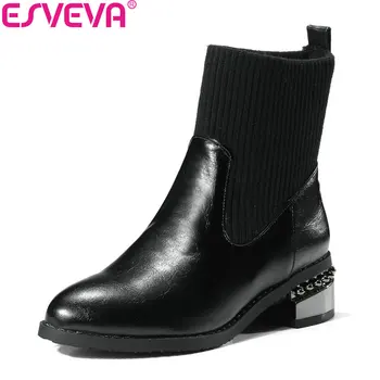 ESVEVA 2018 Women Boots Classical Square Med Heel Ankle Boots Short Plush Appointment Woolen+PU Handmade Ladies Boots Size 34-43
ESVEVA 2018 Women Boots Classical Square Med Heel Ankle Boots Short Plush Appointment Woolen+PU Handmade Ladies Boots Size 34-43
