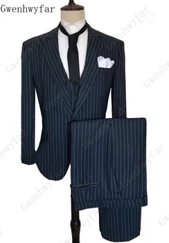 2019 Top Quality Brand Men Suits Stripe Men's Blazer Slim Fit Wedding Male Groom Tuxedos suit Prom Jacket+Pants+Vest+Tie 3 Piece 
2019 Top Quality Brand Men Suits Stripe Men's Blazer Slim Fit Wedding Male Groom Tuxedos suit Prom Jacket+Pants+Vest+Tie 3 Piece