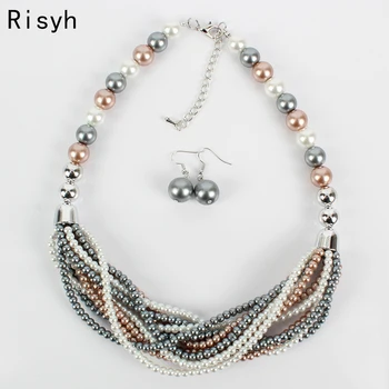 Risyh Multi-layer pearl color matching multi-color necklace jewelry 
Risyh Multi-layer pearl color matching multi-color necklace jewelry