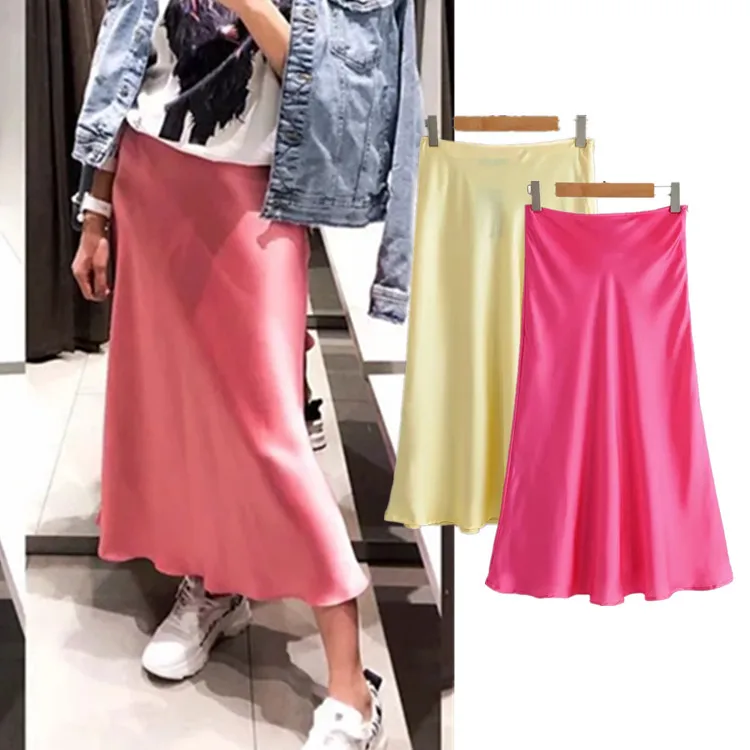 2019 Ladies Elegant Silk Satin Skirt High Waist Pink A Line Long Skirts Female Solid Color Bottoms Streetwear Irregular Hem
2019 Ladies Elegant Silk Satin Skirt High Waist Pink A Line Long Skirts Female Solid Color Bottoms Streetwear Irregular Hem