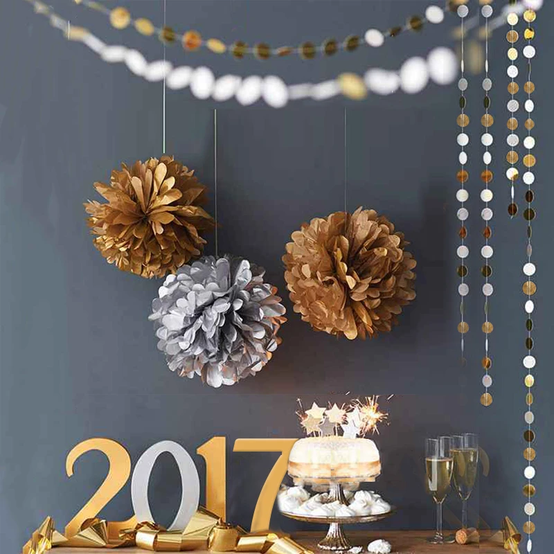 5pcs/lot 1.5m Gold Silver Shiny Round Paperboard Garland Big Small Circle Dots String Chain Pendant Home Party Ornament Supplies
5pcs/lot 1.5m Gold Silver Shiny Round Paperboard Garland Big Small Circle Dots String Chain Pendant Home Party Ornament Supplies