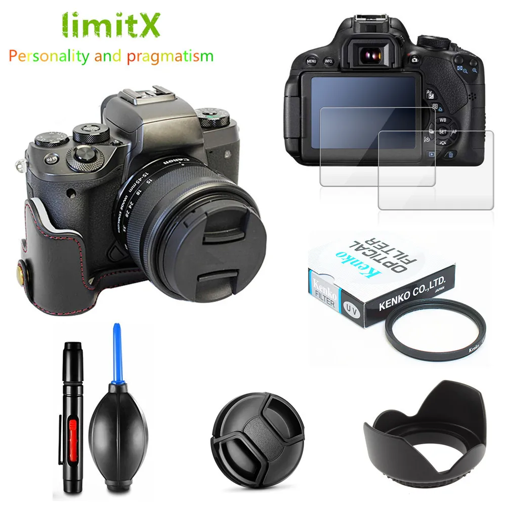 Full Protect Kit Screen Protector Camera case UV Filter Lens hood Cap pen Air Blower for Canon EOS M50 Camera with 15-45mm lens
Full Protect Kit Screen Protector Camera case UV Filter Lens hood Cap pen Air Blower for Canon EOS M50 Camera with 15-45mm lens