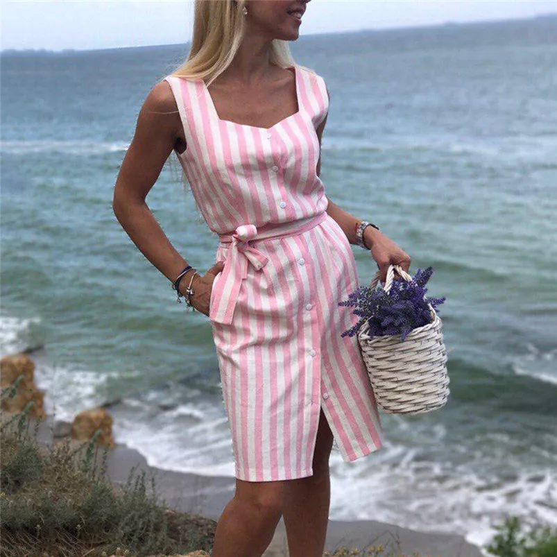 Small Fresh Summer Casual Sleeveless Striped Print Slim Casual With Buttons Dress Comfortable Princess Sweet Dress 40JA02
Small Fresh Summer Casual Sleeveless Striped Print Slim Casual With Buttons Dress Comfortable Princess Sweet Dress 40JA02