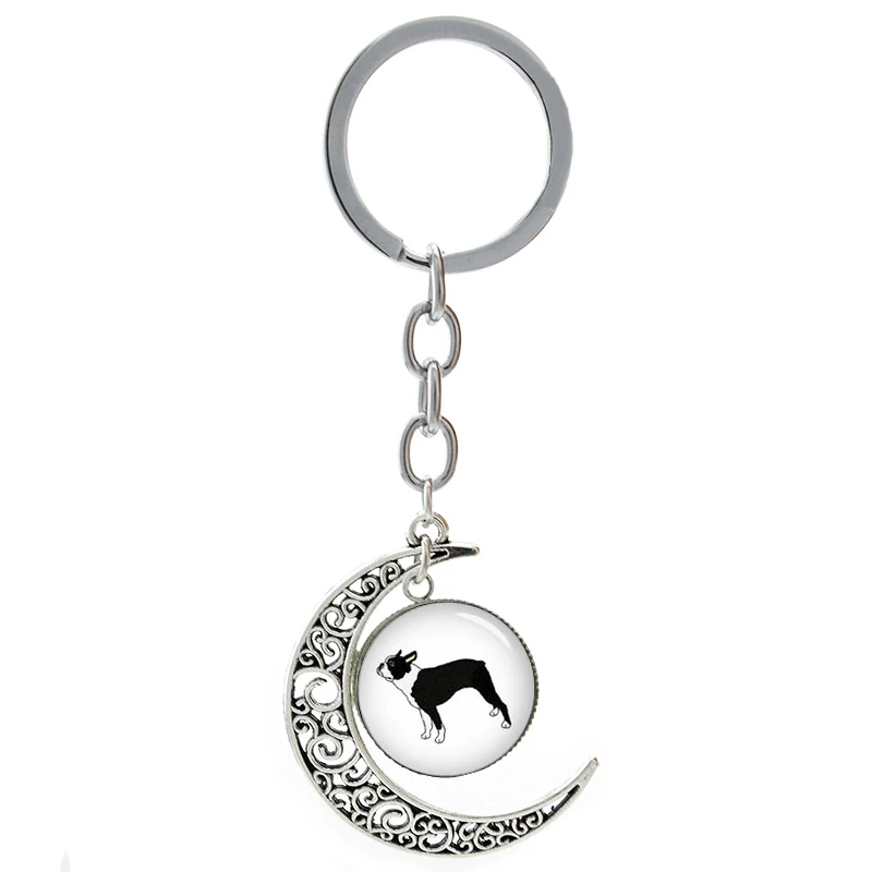 Cute pet dog lover moon pendant keychain Boston Terrier dog animal key chain leisure old books Atheist key ring men women T309
Cute pet dog lover moon pendant keychain Boston Terrier dog animal key chain leisure old books Atheist key ring men women T309