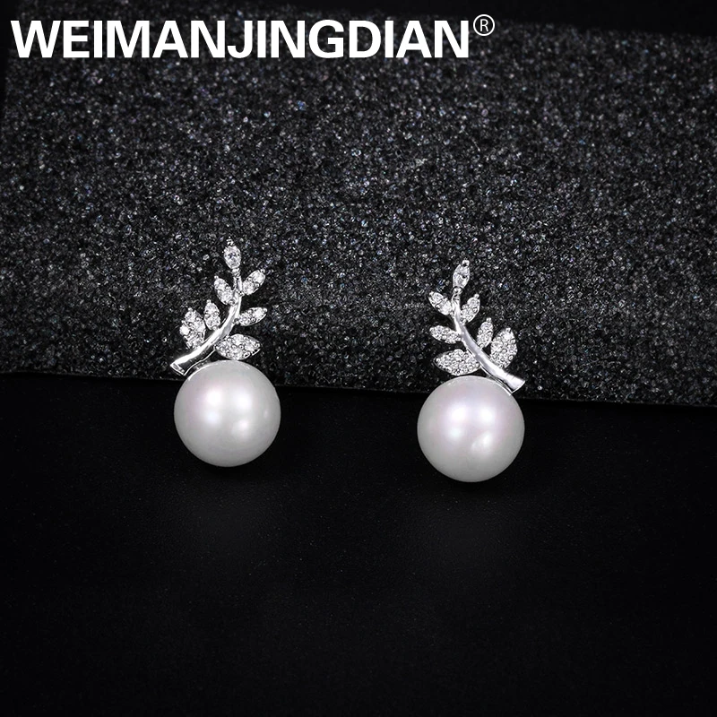 WEIMANJINGDIAN New Arrival Leaf and Shell Pearl Cubic Zirconia CZ Crystal Dangle and Chandelier Drop Earrings for Women
WEIMANJINGDIAN New Arrival Leaf and Shell Pearl Cubic Zirconia CZ Crystal Dangle and Chandelier Drop Earrings for Women