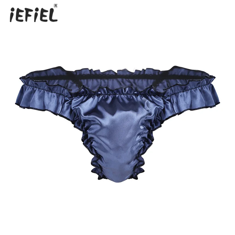 

Fetish Men Sexy Lingerie Underwear Sissy Panties Shiny Ruffle Frilly Bikini Erotic Underwear Sexy Lingerie Soft High Cut Briefs