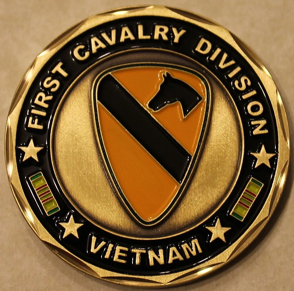 

20pcs/lot, 1st Cavalry Division Vietnam Army Challenge Coin Souvenir Gifts, High quality hot sale gold coins free shipping