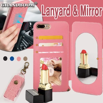 10pcs Lanyard Mirror Leather Card Slots Wallet Flip Case For iPhone XS Max XR X 8 7 Plus 6 6S Lady Make Up Coque Stand Cover
10pcs Lanyard Mirror Leather Card Slots Wallet Flip Case For iPhone XS Max XR X 8 7 Plus 6 6S Lady Make Up Coque Stand Cover